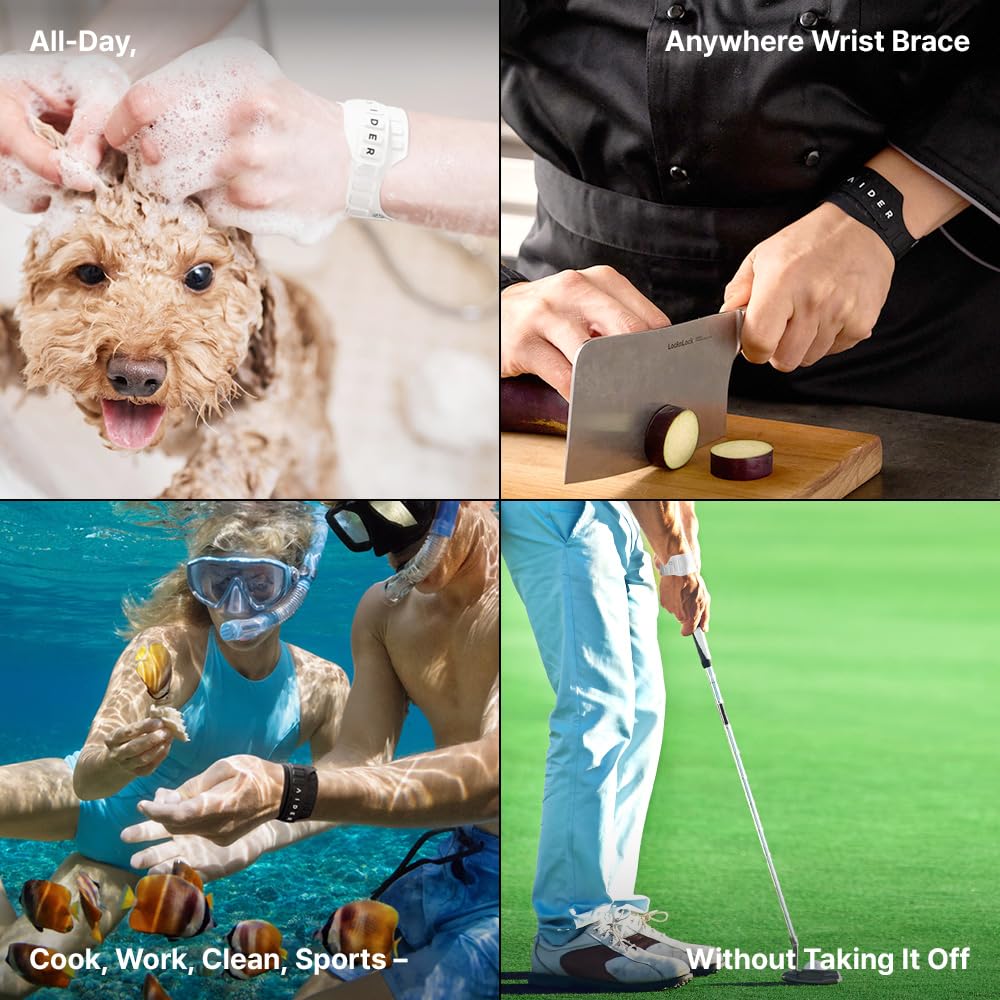 Aider MagGrip Waterproof Wrist Brace – Magnetic Strap, Quick Wear, Free Size, Fits Left & Right – Pain Relief for TFCC, CTS, Carpal Tunnel, Injury Recovery (Black)