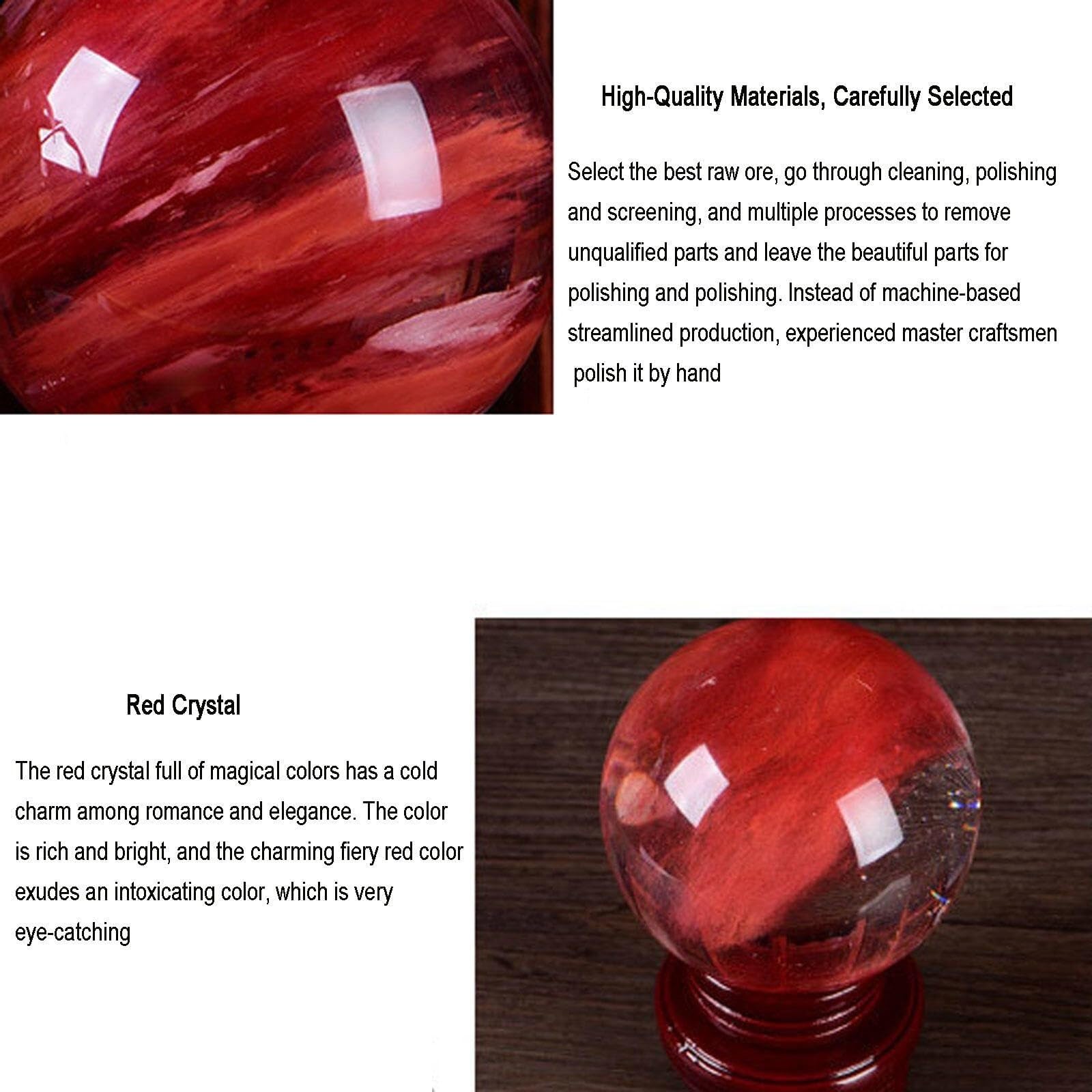 Sfera di cristallo naturale in ghisa, sfera di cristallo rosso, sfera di cristallo per meditazione, divinazione, per sfera decorativa, divinazione o Feng Shui, sfera di indovinazione (5-6 cm)
