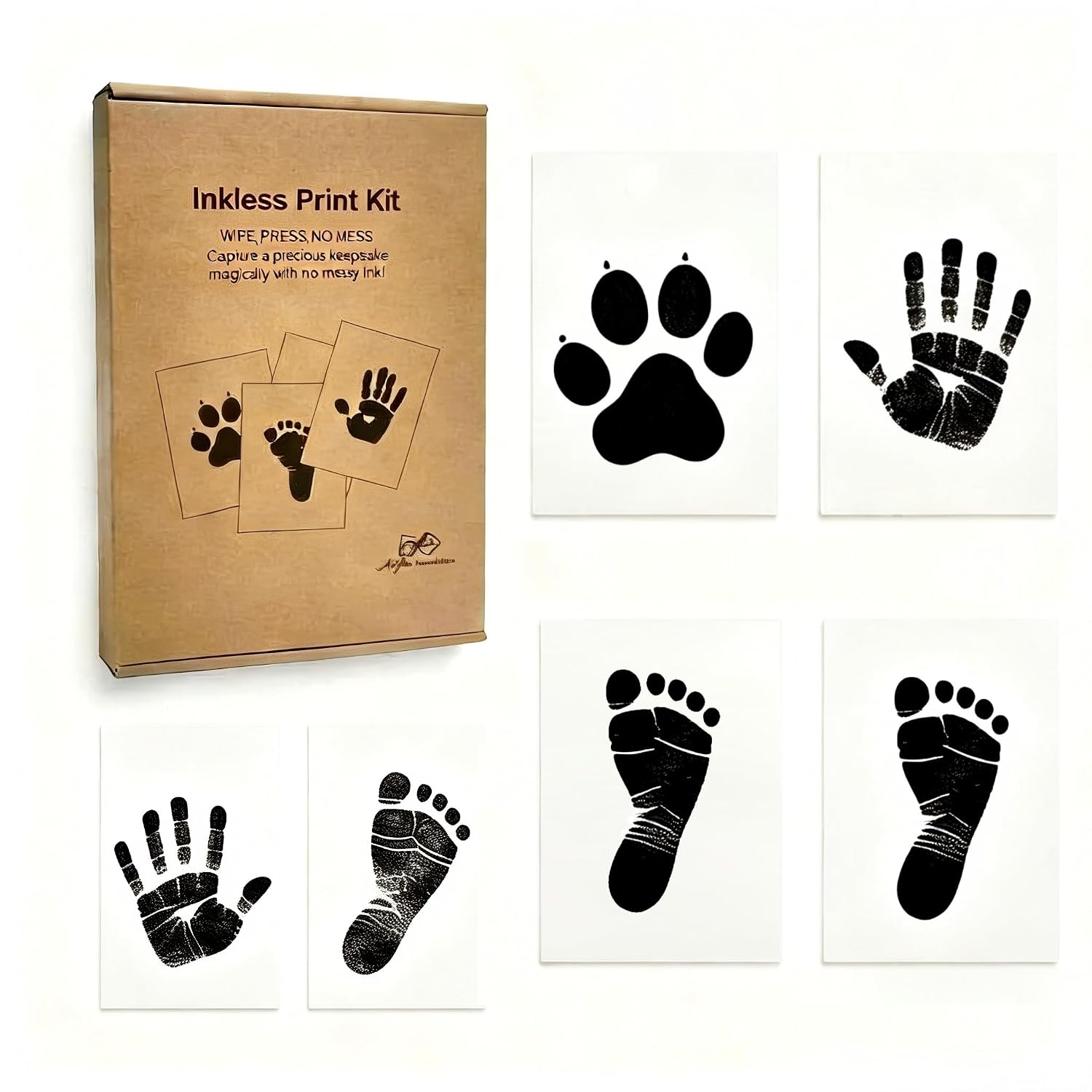 6 Pack Inkless Baby Hand and Footprint Kit, Mess Free Ink Pad, Baby Footprint Kit, Baby Monthly Milestone Signs, Baby Monthly Milestone Sign, Milestone Cards, Baby Essentials