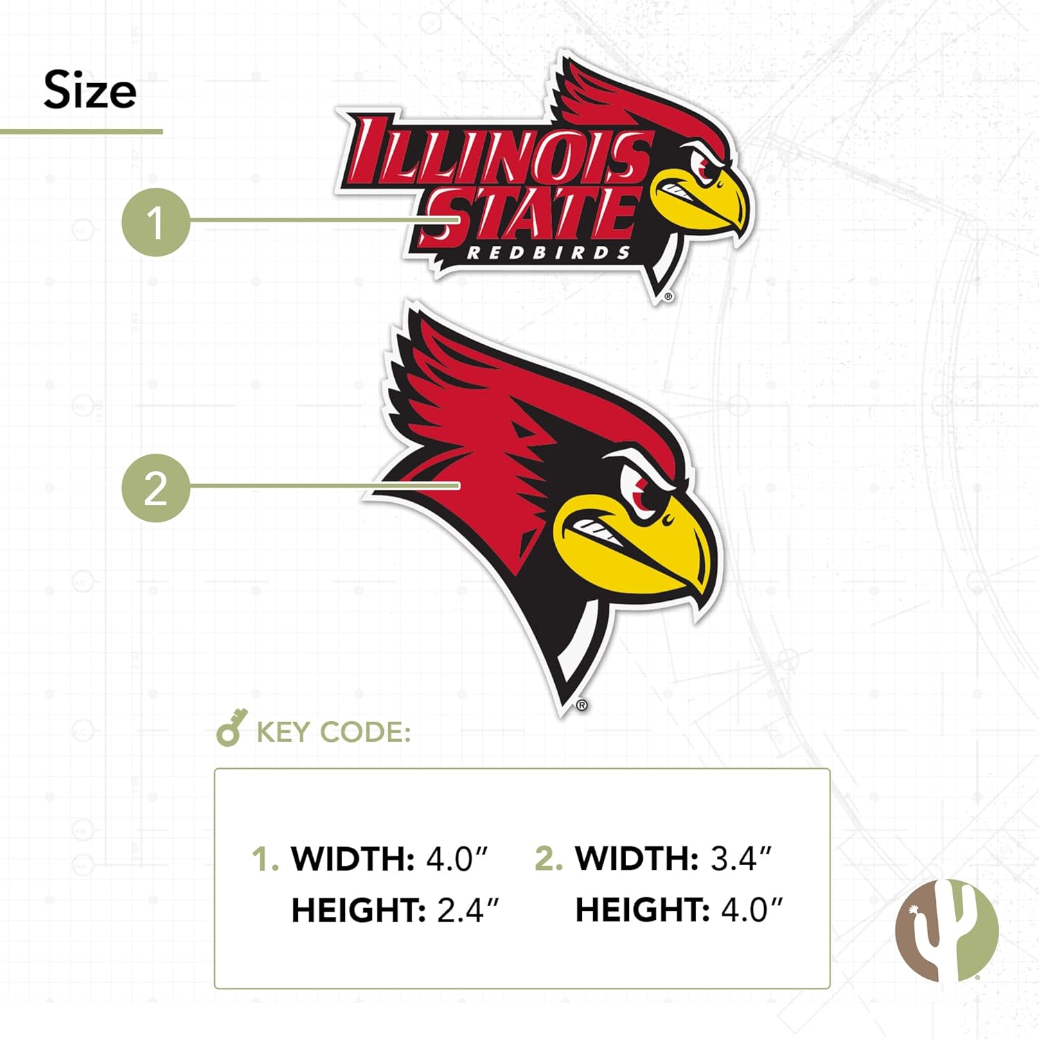 Desert Cactus Illinois State University Redbirds ISU Sticker Vinyl Decal Laptop Water Bottle Car Scrapbook (4 Inch Set V1)