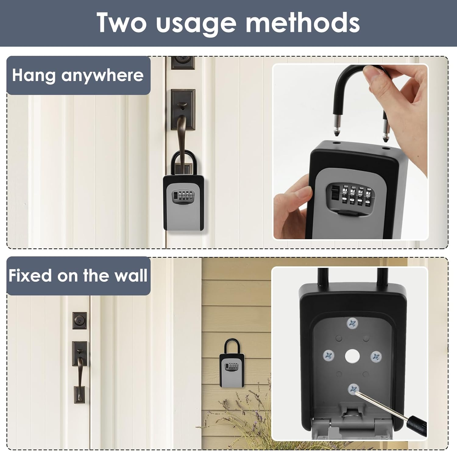 2 Pcs Key Lock Box,High Strength Alloy Lockbox for Keys,Lock Box for Keys with Code,Outdoor Key Lock Box for Home,Garage,Office,Garden,Store