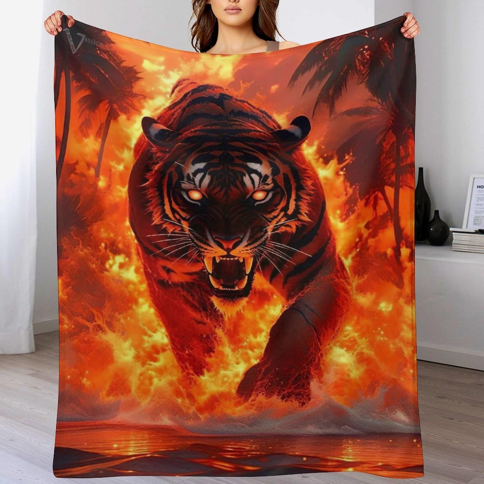 Couverture tigre en flanelle plaid de canapé et jeté de lit