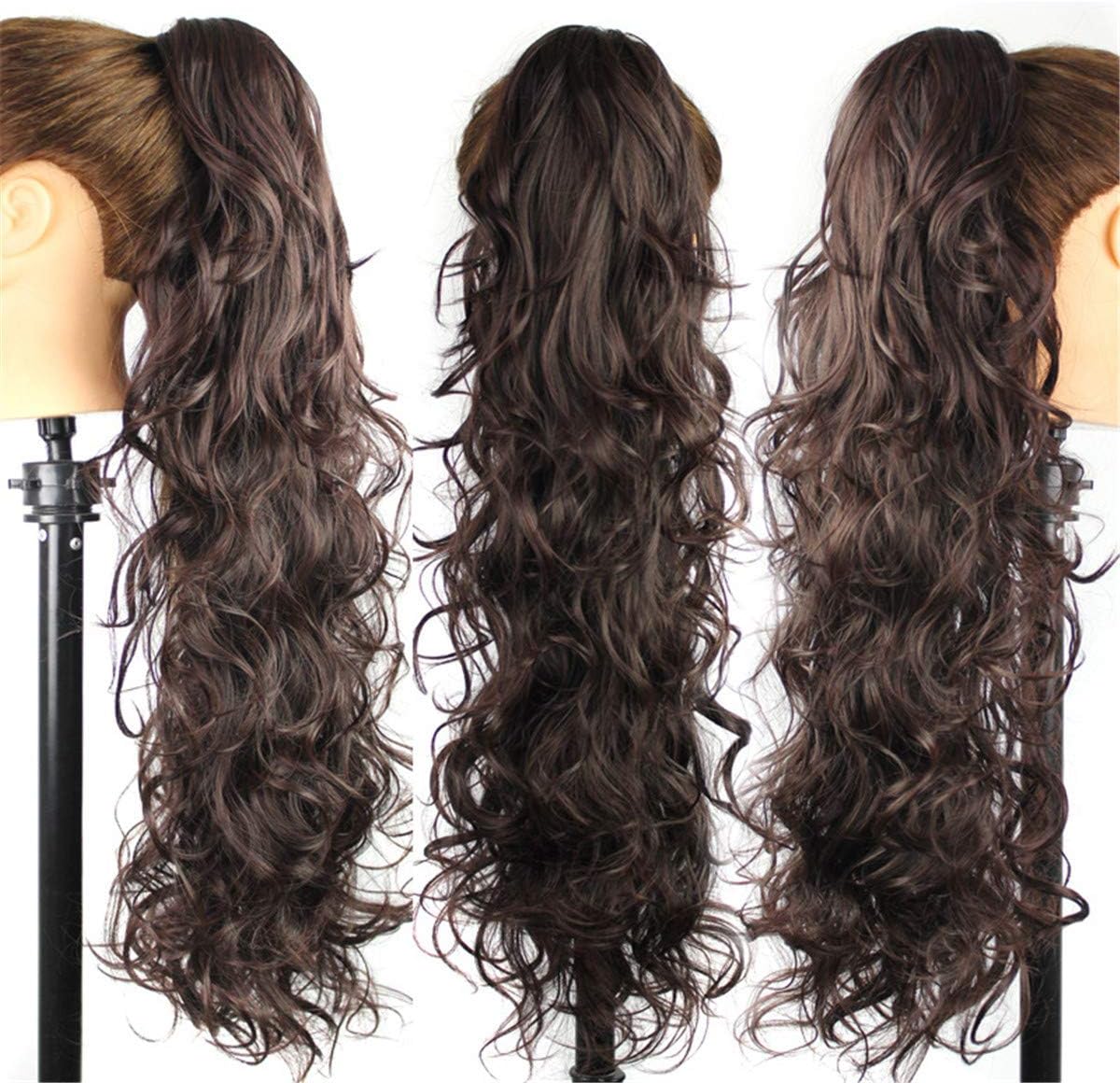 DEYSSNE 26inch 65cmLong Curly Claw in Ponytail Women's Pony Tail Tress Fake Hair Piece Heat Resistant Synthetic Fiber Hair Extensions