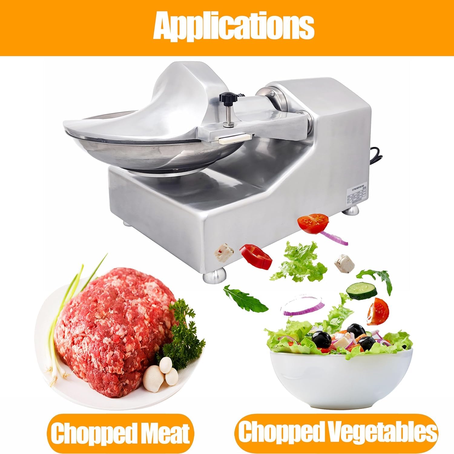 Procesador de alimentos comercial, picador eléctrico de acero inoxidable de 550 W para carne, verduras, jengibre, ajo