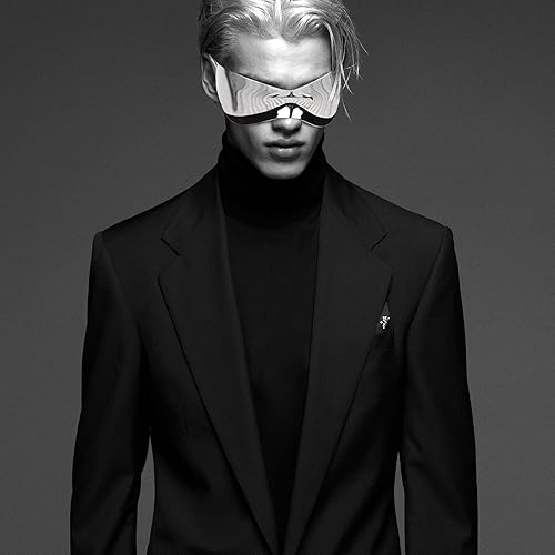 Miniatura 5 de SunnyPro Gafas de sol futuristas de gran tamaño para mujeres y hombres, escudo envolvente de moda