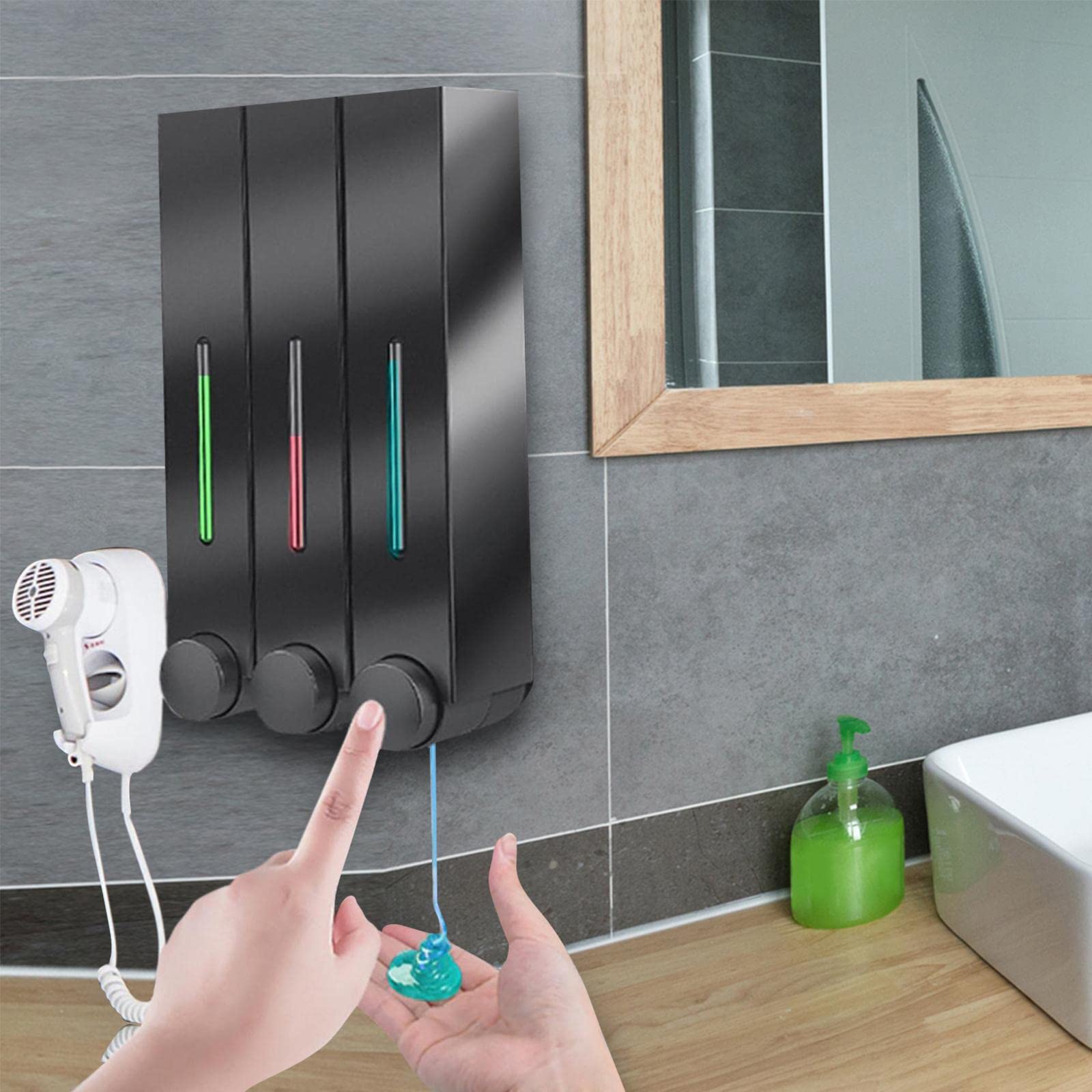 Dispensador de Jabón Líquido para Pared con Cámara Visible Y Bomba de Loción Recargable en Plástico Resistente Recipiente Antiséptico Adecuad,