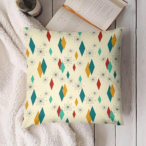 Miniatura 4 de Juego de 2 fundas de almohada modernas de mediados de siglo, fundas de cojín con patrón atómico vintage para sofá, cama, sala de estar, guardería,