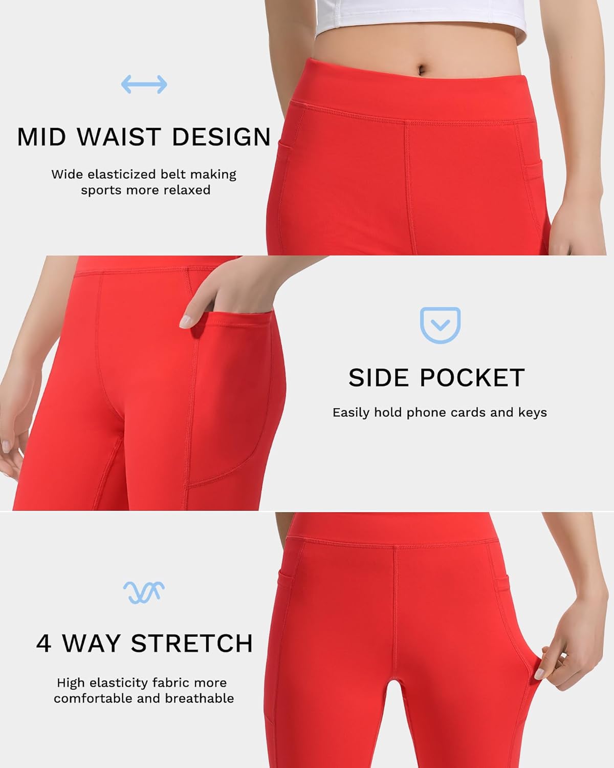 JOCMIC Girls Capri Leggings High Waisted Athletic Leggings with Pockets for Kids Dance Gymnastics Running - Image 6