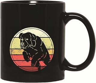 Gift for Pet Lovers Retro Sunset Dog Illustration 11oz 15oz Black Coffee Mug