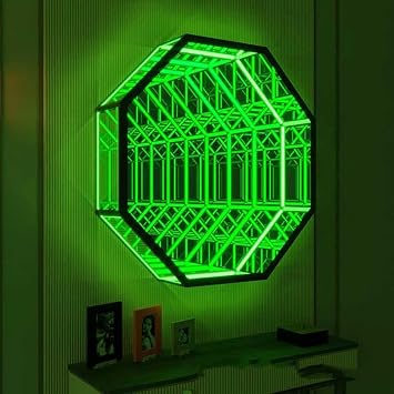 Infinity Mirror Tunnel Lamp, Single-Sided LED 3D Mirror Night Light, Sensory Infinity Light for Home, Desk, Living Room, Party Decoration,E-70CM