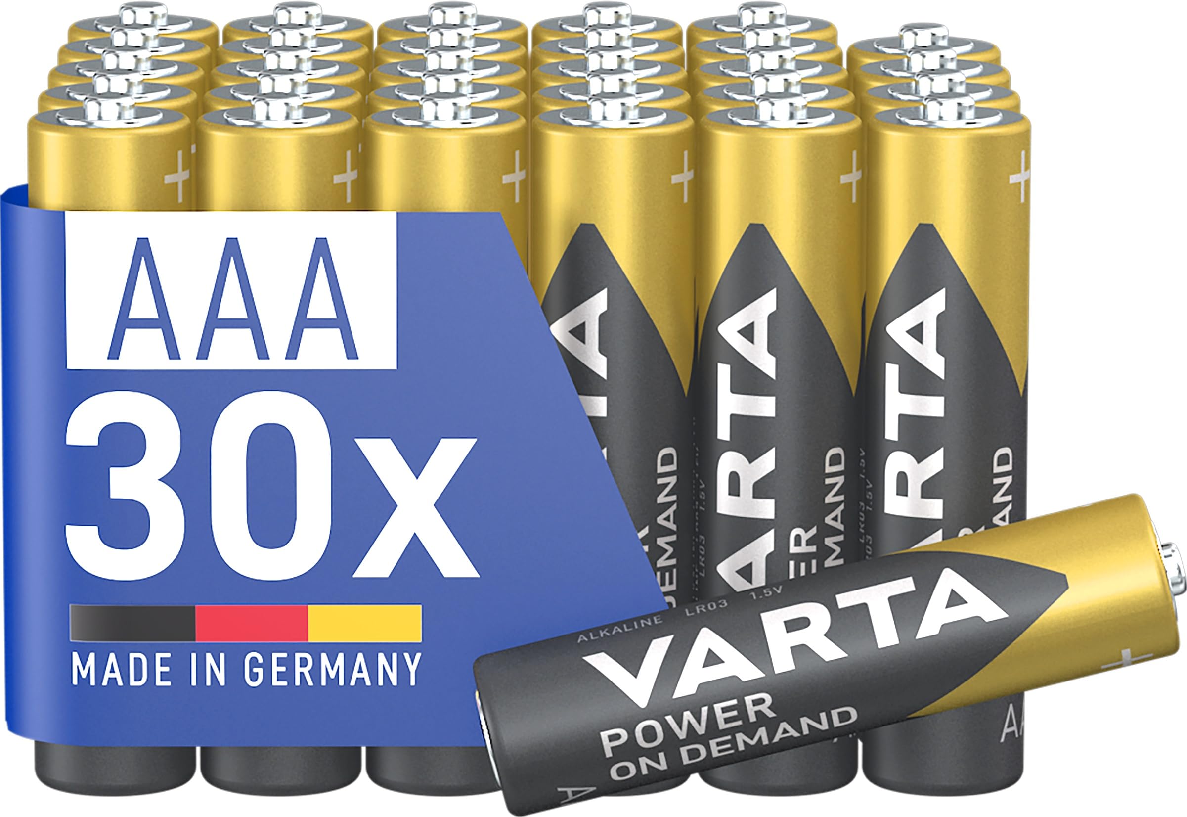 VARTA Pilas AAA, paquete de 30, Power on Demand, alcalinas, 1,5V, inteligentes, 