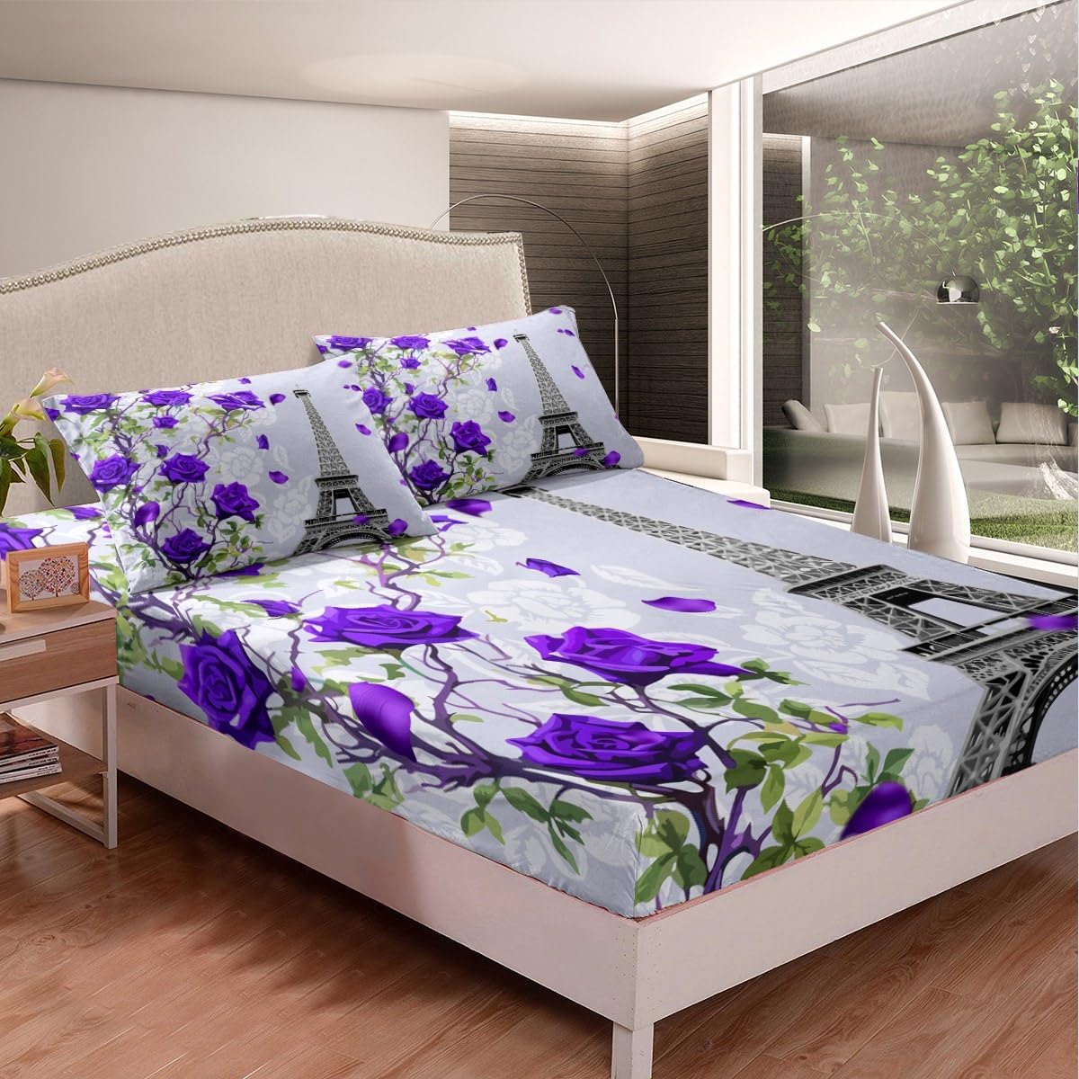 jejeloiu Wild Lion Couple Fitted Sheet Queen Size Couple Red Rose Floral Bedding Set for Girls Women Lover Gold King and Queen Crown Bed Sheet Set Valentine's Day Bed Cover Deep Pocket Room Decor