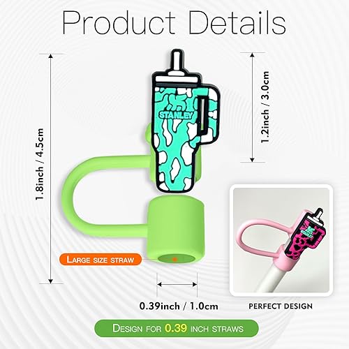 Miniatura 2 de 10 vasos para vaso de 10 unidades, 10 unidades, tapa para popote para beber de 0.394 pulgadas, protectores reutilizables, tapas para accesorios de