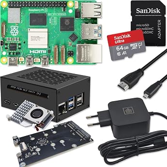 Raspberry Pi 5 8GB PCIe M.2 Dual NVMe - Kit | Metal Housing | Active Cooler | Dual M.2 NVMe SSD PCIe Board | USB-C 45W Power 