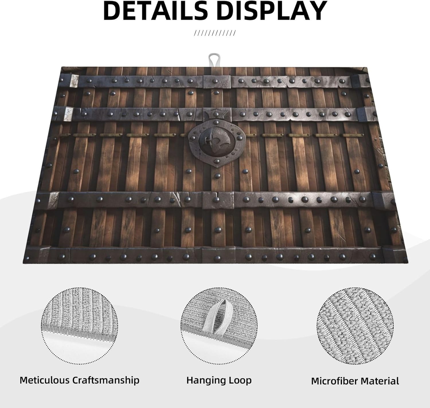 Wooden Castle Wall Metal Gate Print Dish Drying Mat Microfiber Absorbent Nonslip Drying Pad 18 X 24 In Hanging Dishes Drainer Rack Mats For Kitchen Counter image 3