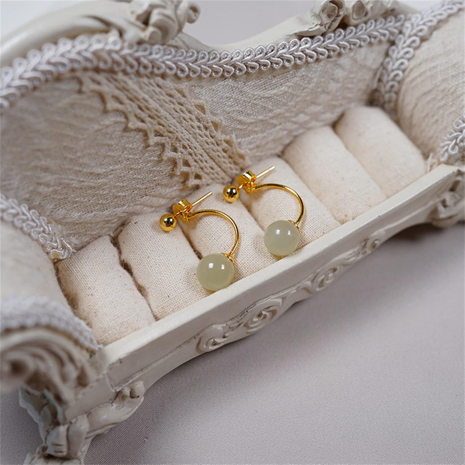 Natural Hetian Jade Earrings for Women, Dainty Lucky Green Real Jade Charm Pendant Ear Jewelry Studs, Handmade Ear Stud Earrings Gift for Mom Lover Her (925 Sterling Silver with Gold Plated) - Image 7