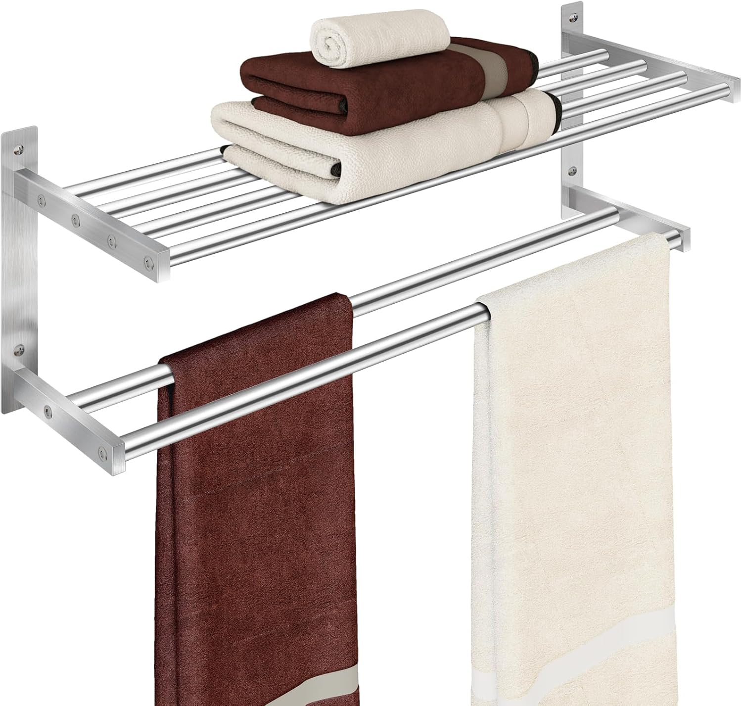 Amazon.com: Towel Racks for Bathroom 24 inch, 2 Tier Bathroom Shelf ...