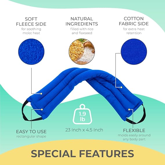 Microwavable Heating Pads for Lower Back, Neck, and Shoulder Pain Relief - Moist Microwave Heating Pad for Muscles and Joints - Microwave Hot Pack Heat Pad for Cramps (Multi Blue, 1)