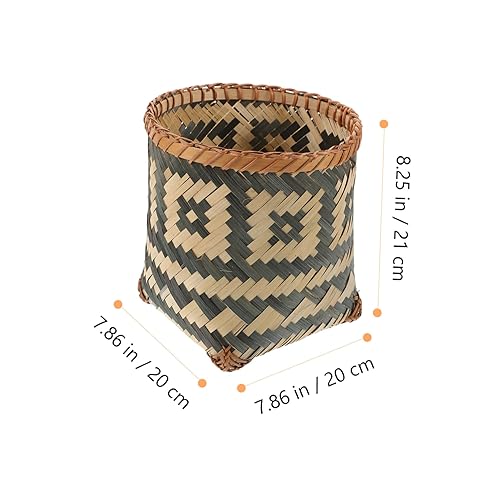 Miniatura 4 de EXQUIMEUBLE Bote de basura de bambú para decoración de huevos, contenedores de frutas, decoración de mesa, cesta de basura tejida, cesta de basura
