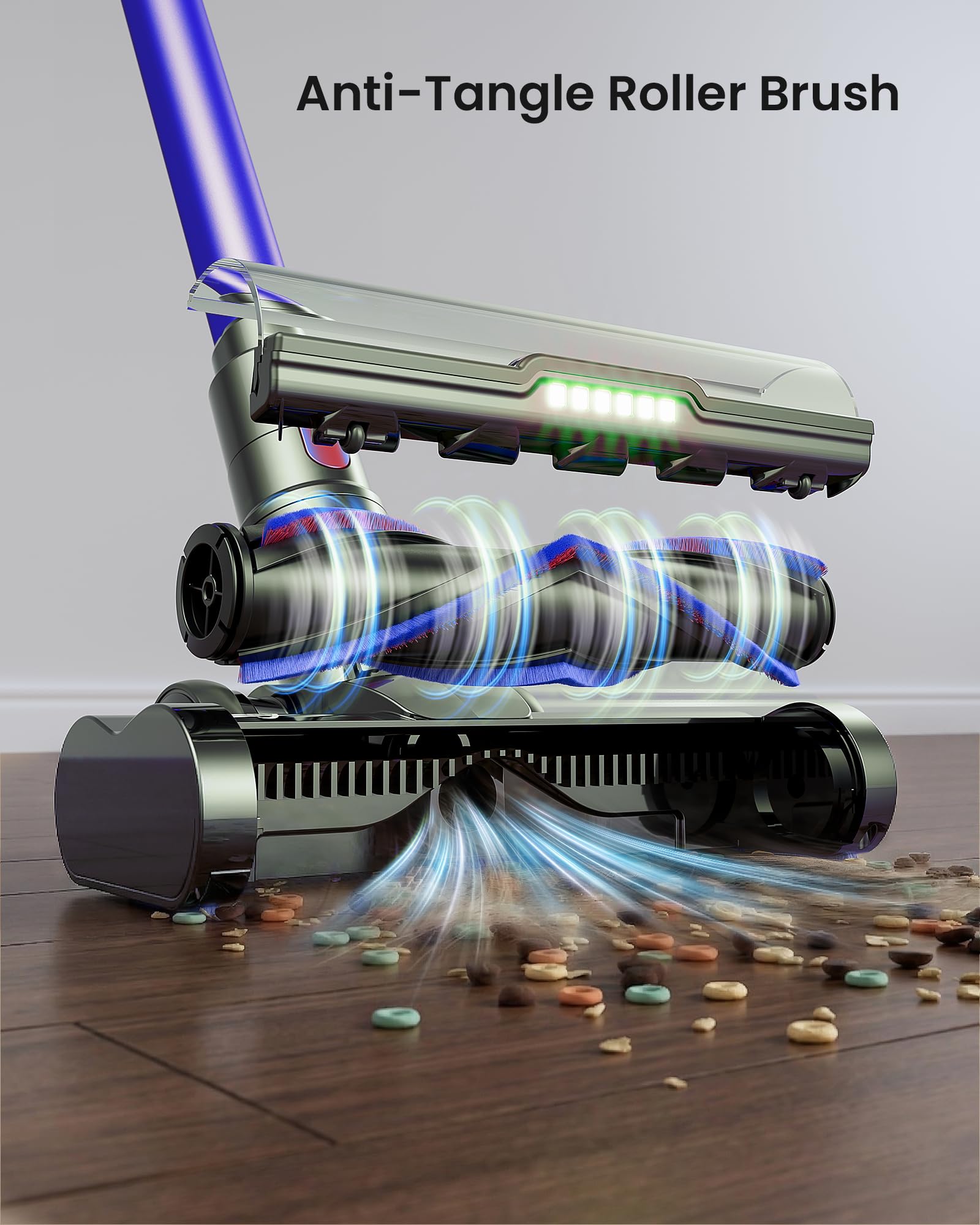 Cordless Vacuum Cleaner, 650W 55KPA 70 Mins Vacuum Cleaners with Hurricane Mode, Anti-Tangle Brush, 1.8L Dust Cup, Self-Standing Stick Vacuum Cordless for Hard Floors, Carpet & Pet Hair — view 5