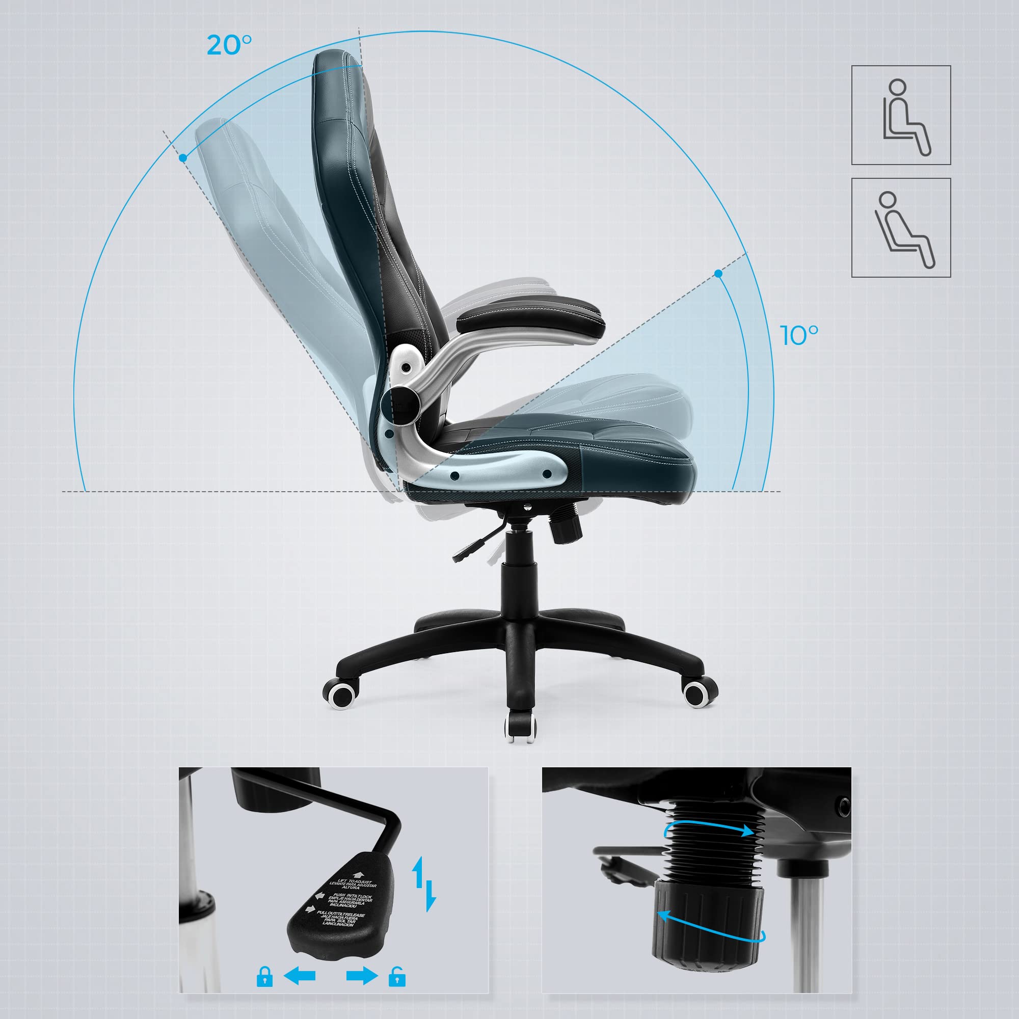 SONGMICS Racing Gaming Chair, High Back Office Chair, with Adjustable