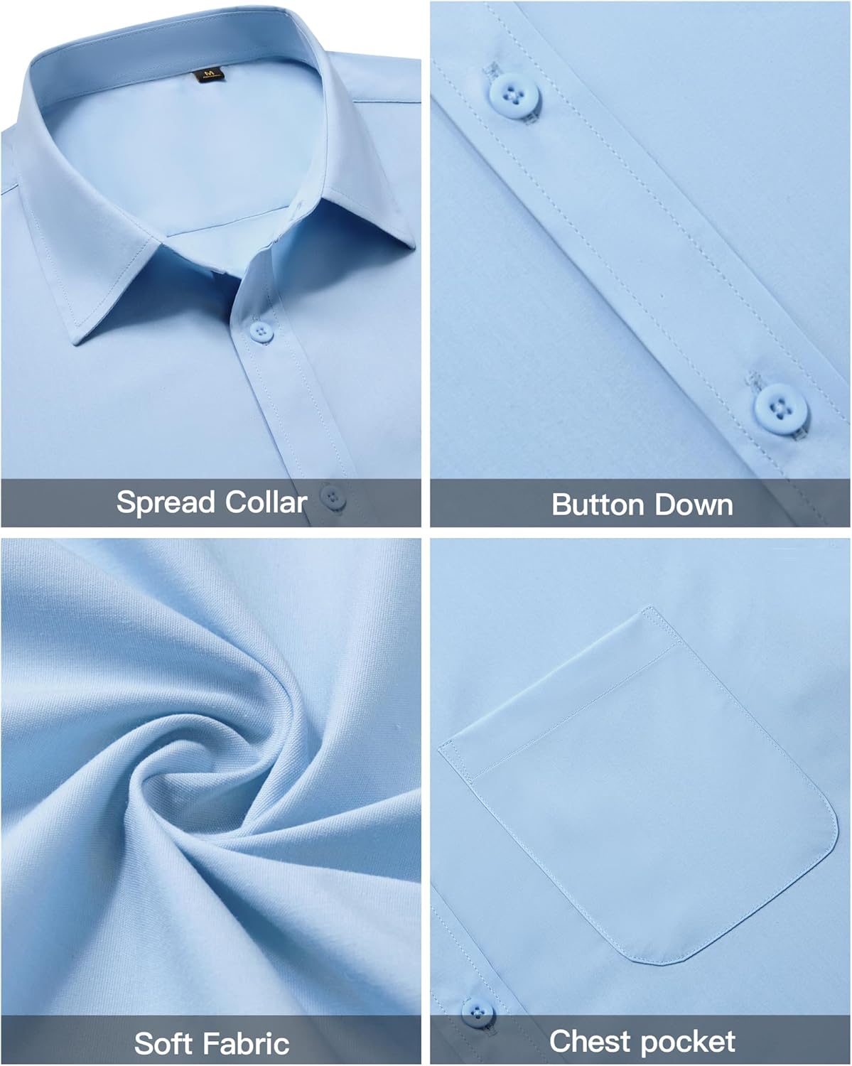 Lion Nardo Cotton Mens Dress Shirts Untucked Short Sleeve Button Down Shirts Stain Shield Dress Shirts for Men Wrinkle Free