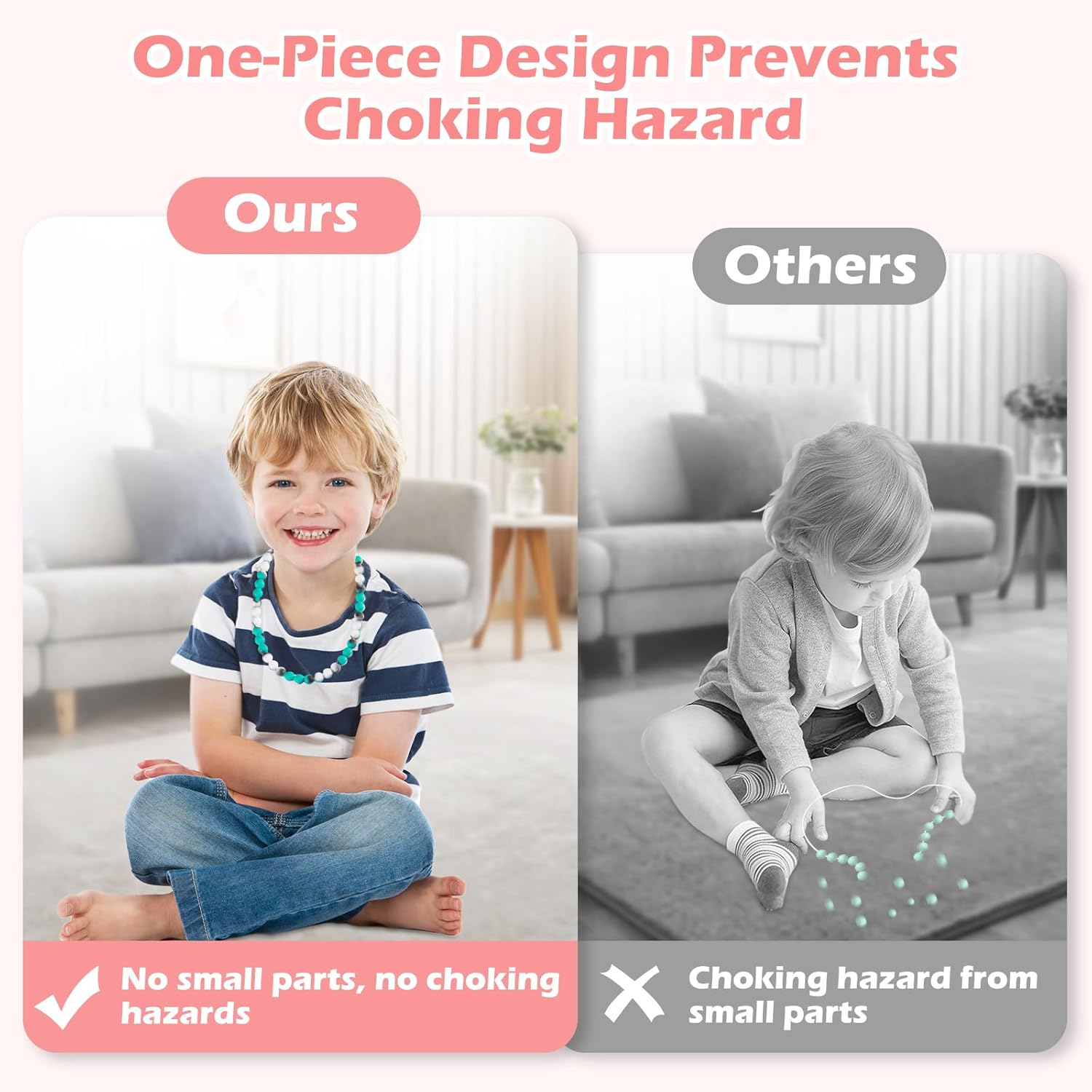 Chew Necklaces for Sensory Kids and Adults, Chewy Necklace Sensory Toys for Nail Biting, Silicone Necklace for Autism, ADHD, SPD, Fidget Oral Chew Toys for Boys and Girls Kids