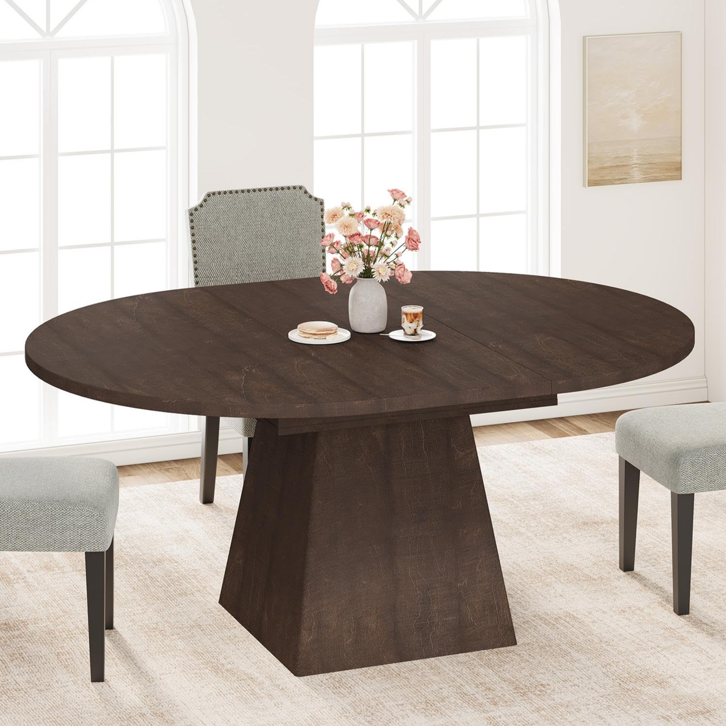 View 1 of ***TRUCK/TRAILER PICKUP ONLY*** Garvee 47"-63" Round Extendable Dining Table