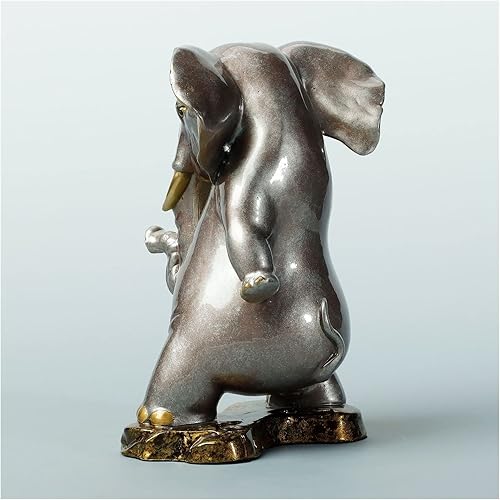 Miniatura 4 de Estatua de bronce Elefante Ornamento de bronce Decoración de entrada para el hogar, sala de estar, manualidades de cobre, apertura de inauguración