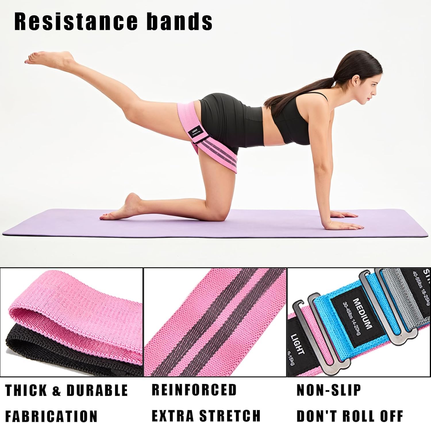 CFX Resistance Bands Set Exercise Bands With Non-Slip Design For HIPS & Glutes - View #3