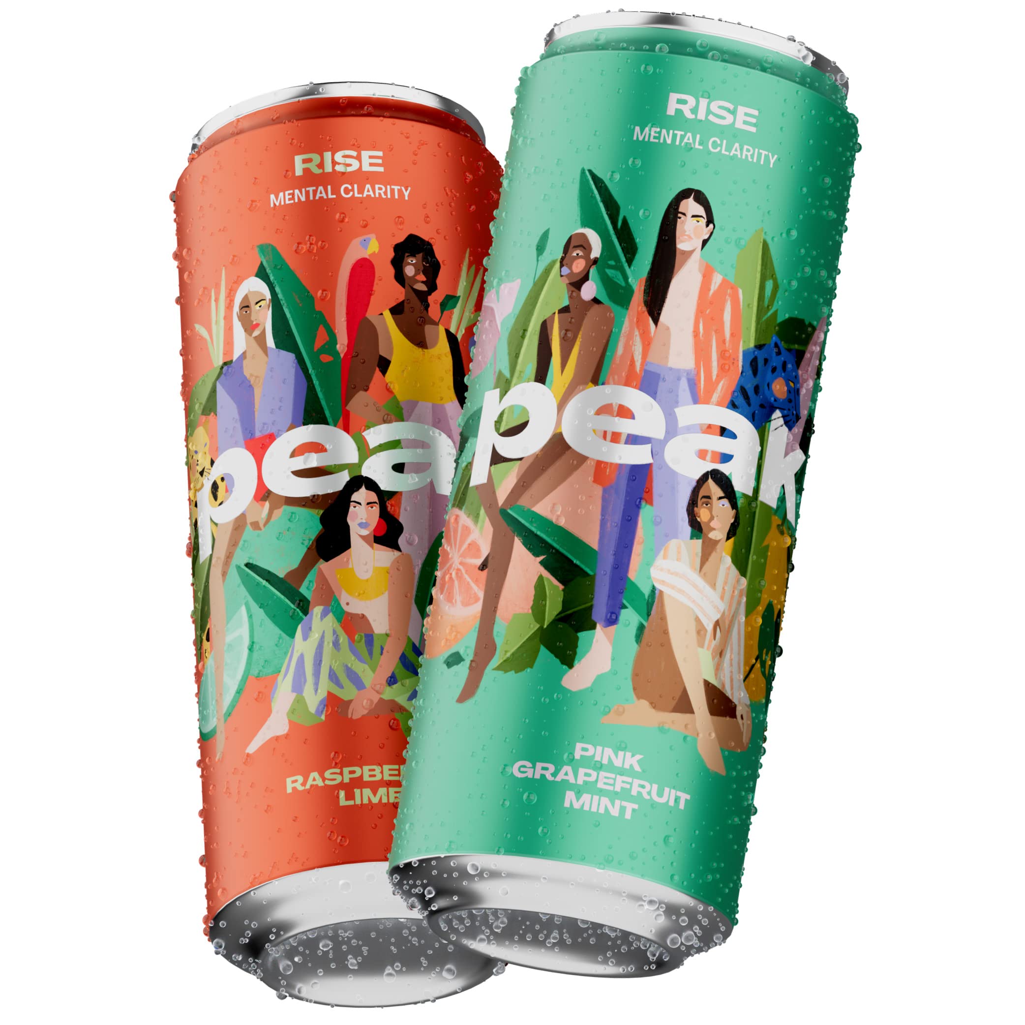 Peak Mood Focus & Energy Drink - Mixed Flavours | 32 Calorie, Vegan & Low Sugar | Contains L-Theanine, Amino Acids & Natural Nootropics | Healthy Soft Drinks for Adults | 2 x 250ml Pack