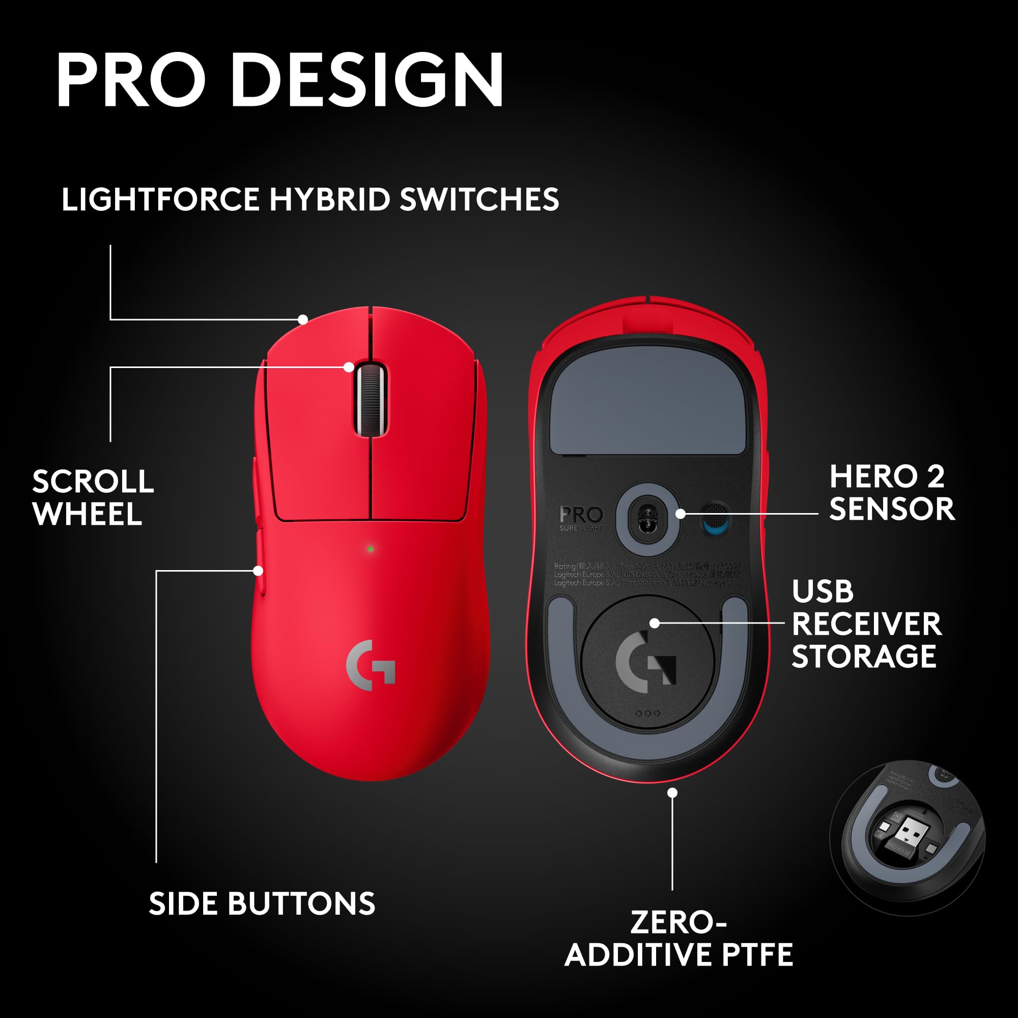 Logicool PRO X superlight 2 SE レッド Logitech G Pro X Superlight 2 SE 44000 DPI Wireless Optical Gaming