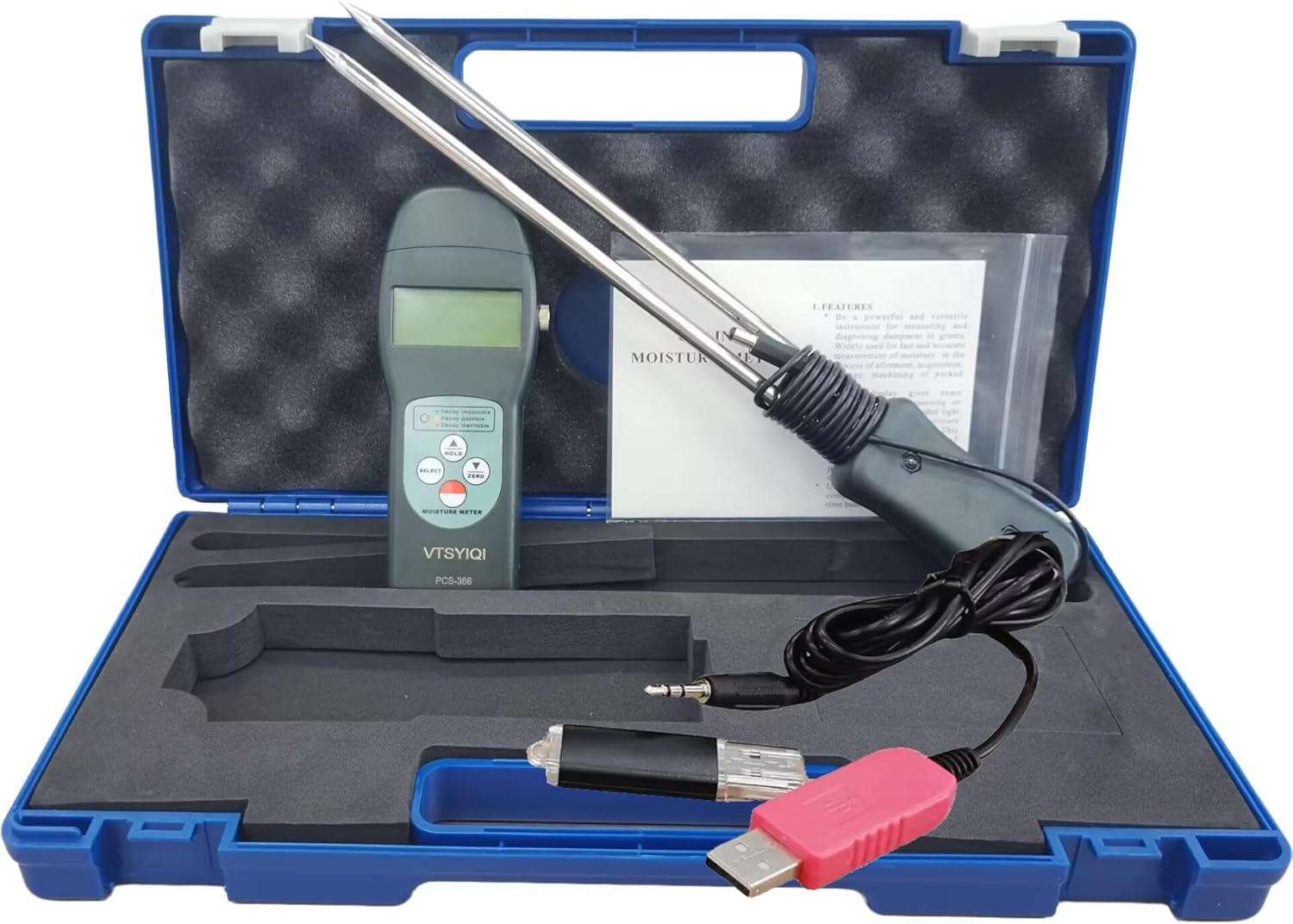 Portable Grain Moisture Tester Meter Wheat Moisture Content Meter with Range 7~30% 36 Kinds Grains and 0.1 Resolution USB Port Interface for Seed Production Bases