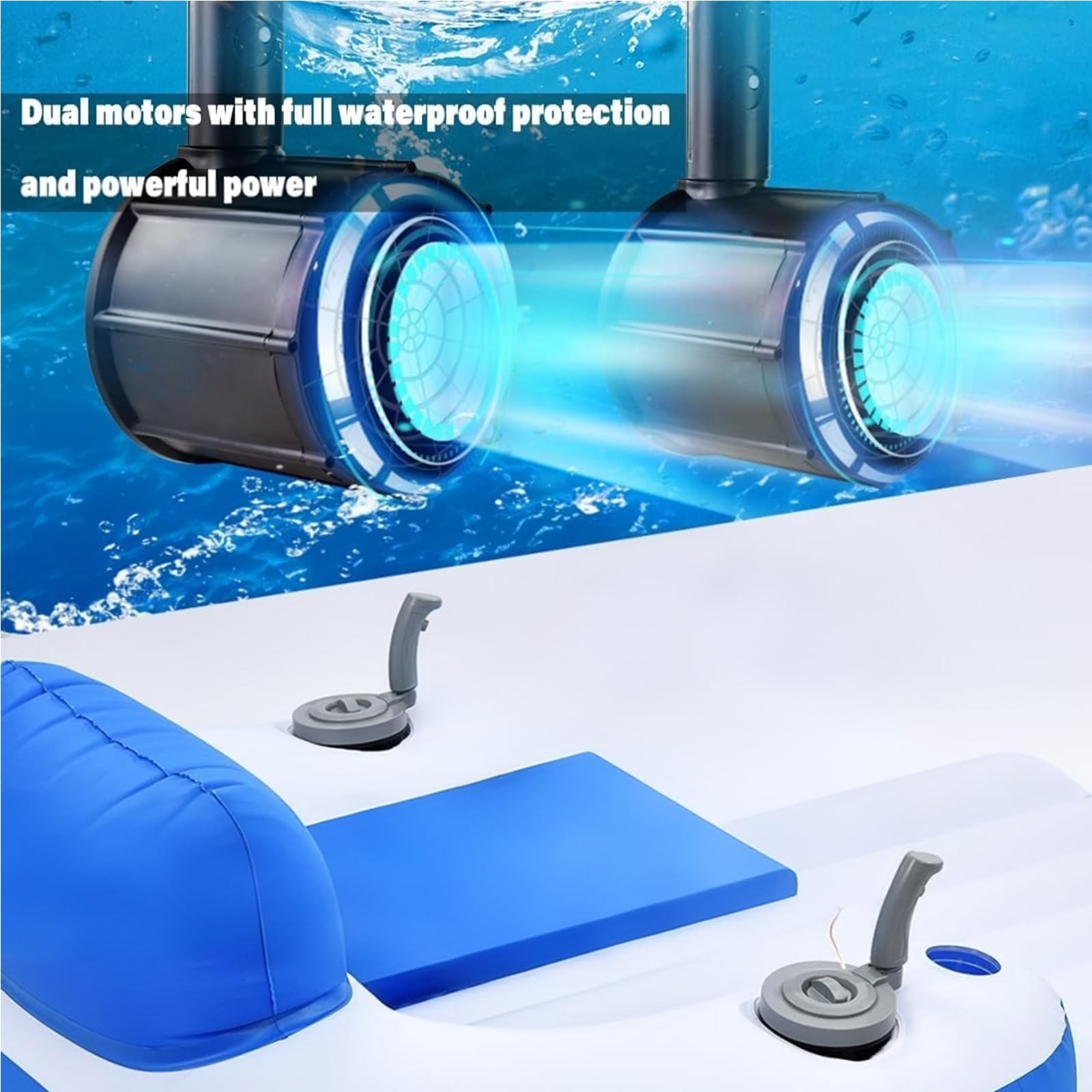 Galleggiante Motorizzato Ricaricabile, Lettino Da Piscina Motorizzato Con Due Motori, Propulsore Rotante A 360° E Design Con Getto Dacqua, Piscina Gonfiabile Per Prendere Il Sole In Piscina,