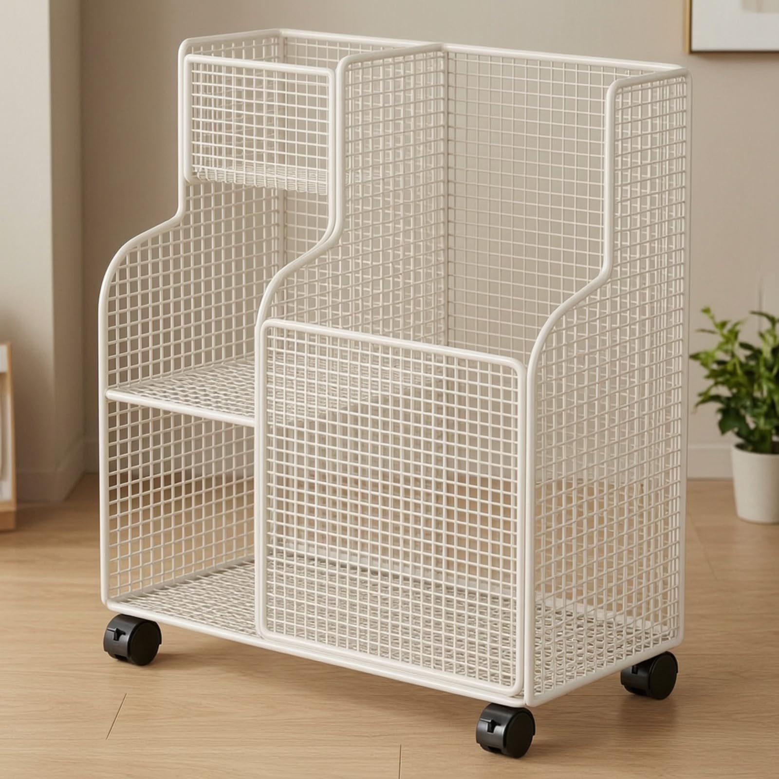 Scaffale con Ruote Robusto | Scaffale in Metallo con Ruote, Ventilato, per Garage, Cameretta, Sportivi, Nero