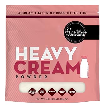 Healthier Comforts Heavy Cream Powder 72% Butterfat | Kosher, Gluten Free, Non-GMO, Keto Friendly, Free of Antibiotics & Hormones rBGH or rBST | Made in USA 48oz