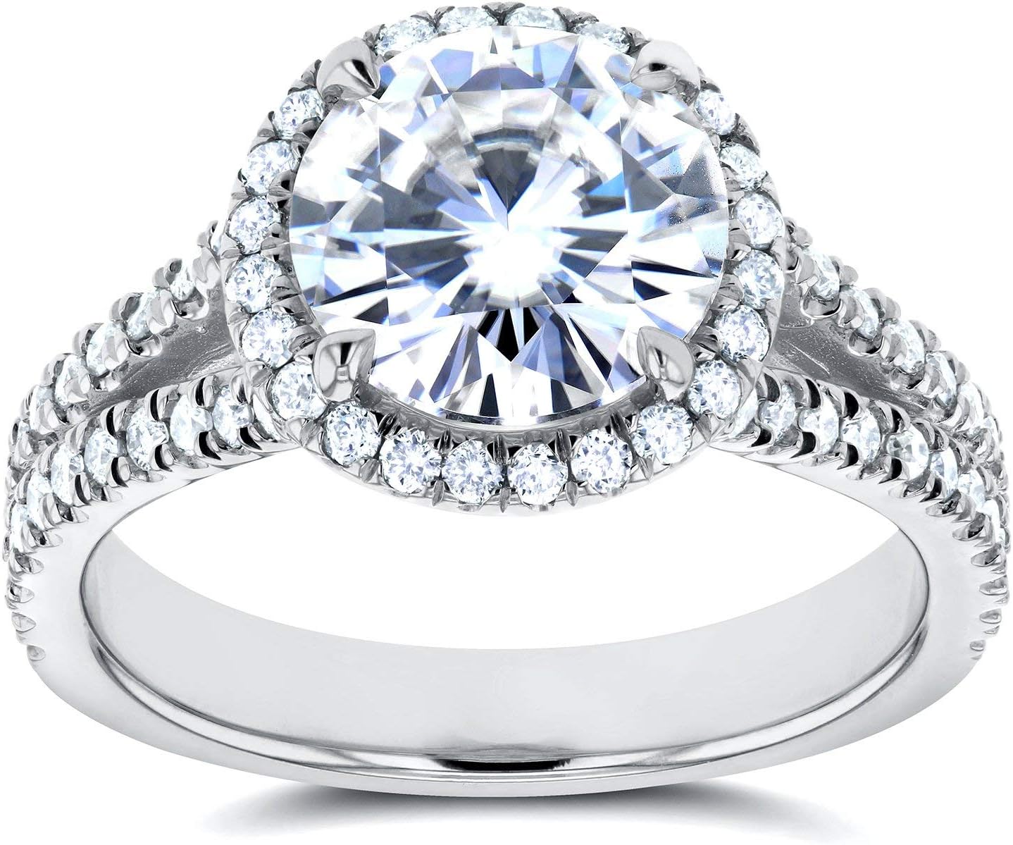Kobelli Forever One (D-F) Moissanite Halo Engagement Ring 2 2/5 CTW 14k White Gold