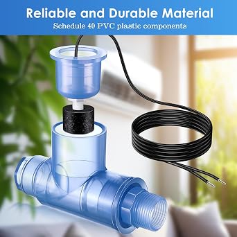 1 Pack SS1 Condensate Overflow Switch, SS1 Float Switch with 3/4 Inch Adaptor and 6FT Wire, HVAC Overflow Shut Off Float Switch for HVAC System, Detect Condensate Overflow (Transparent)