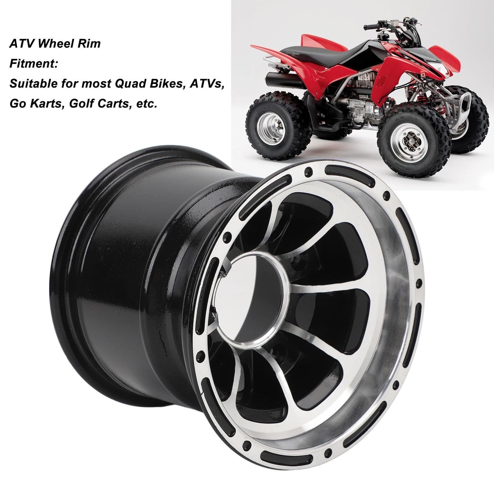 Jante de Roue de VTT, Roue de VTT Haute Résistance Sportive, Jante de Roue en Alliage D'aluminium 8 Pouces, pour Quad Bike Go Kart Cart (Roue arrière)