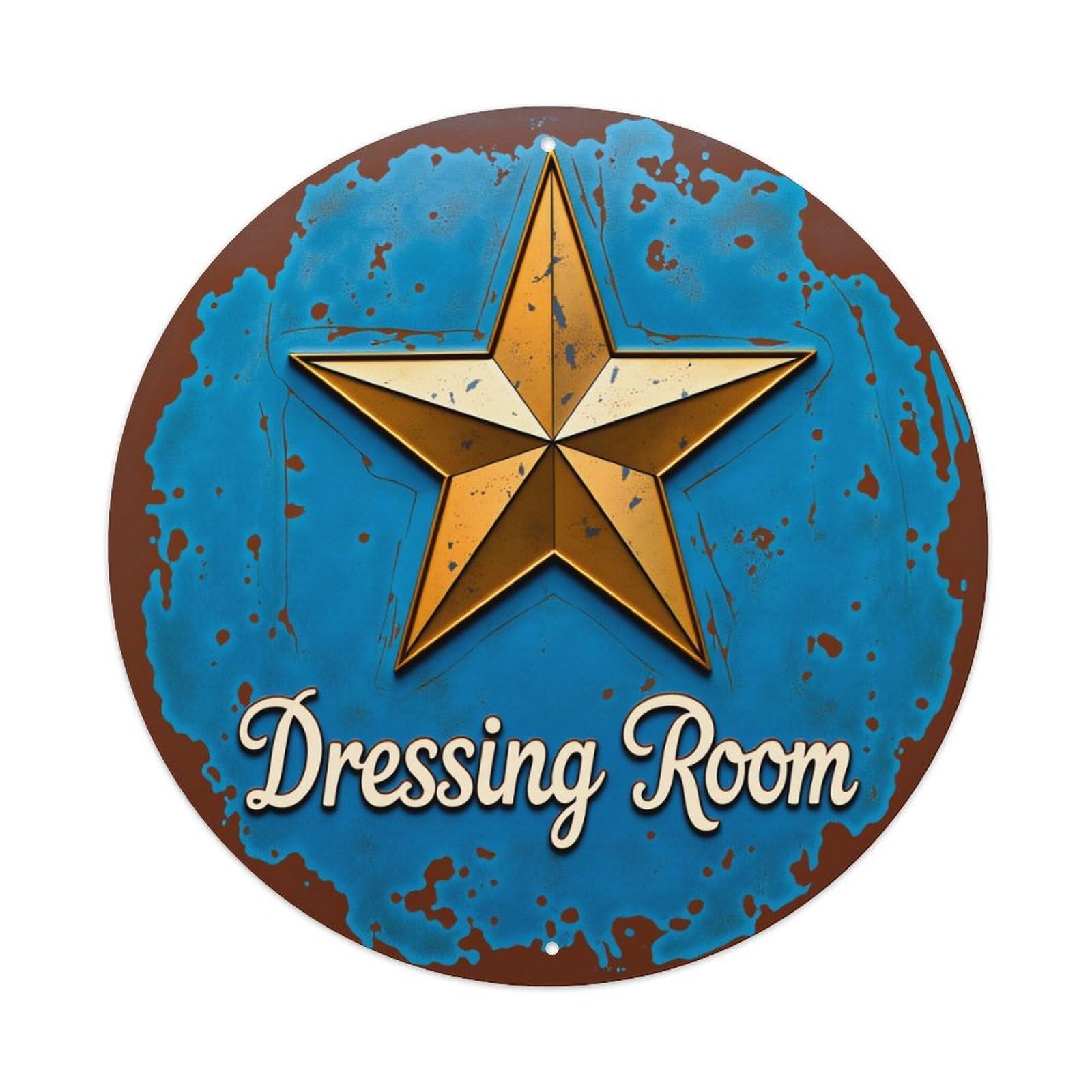 Star Blue Rusty Metal Sign Vintage Metal Tin Sign Retro Wall Decor for Home Bar Garage Cafe, Indoor & Outdoor Decorative，circle Metal Poster, 8x8 Inch