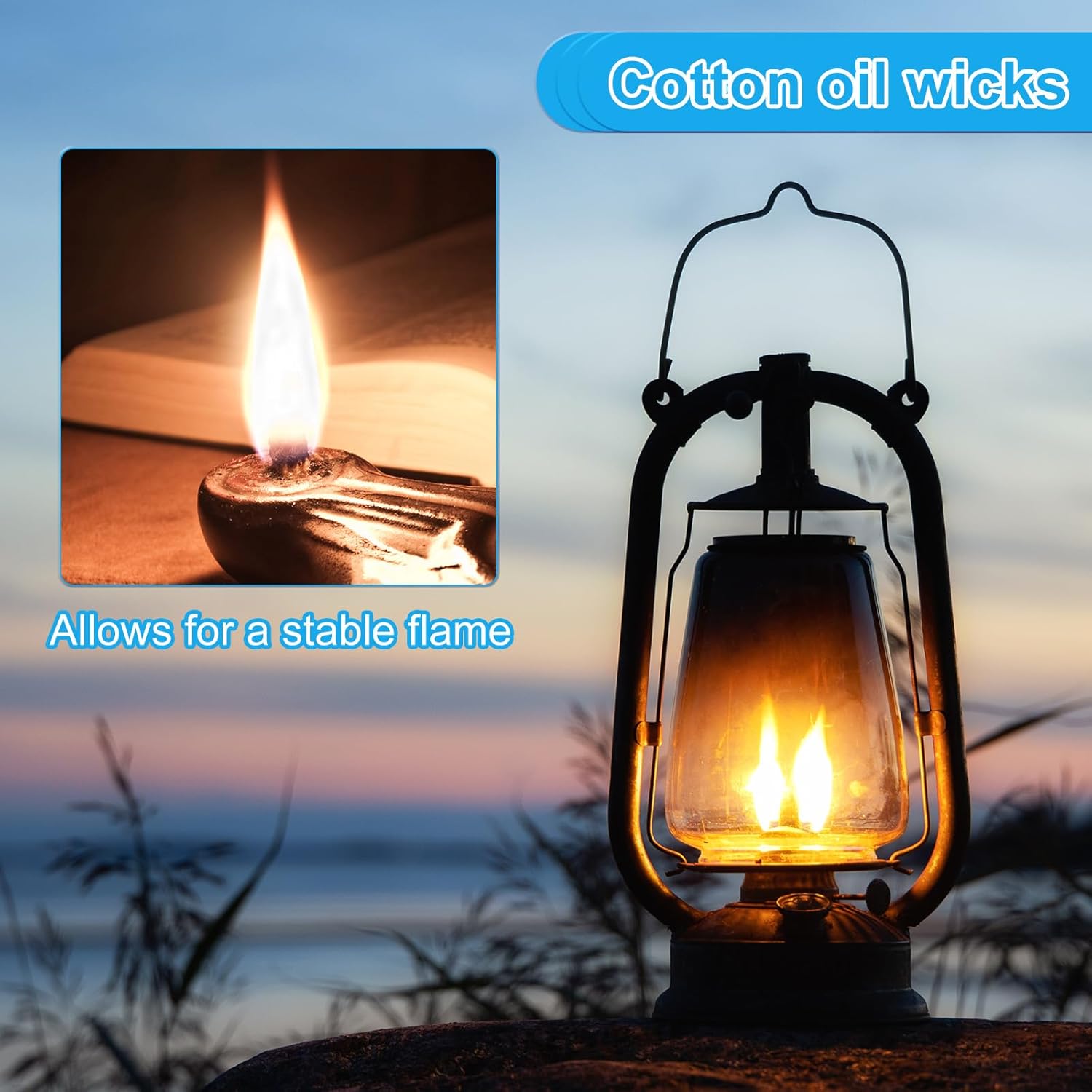 PATIKIL 3/8" Wide 33 Feet 100% Cotton Flat Wick, 4 Rolls Oil Lamp Wicks with Red Stitch for Kerosene Lamp Lantern Oil Burner