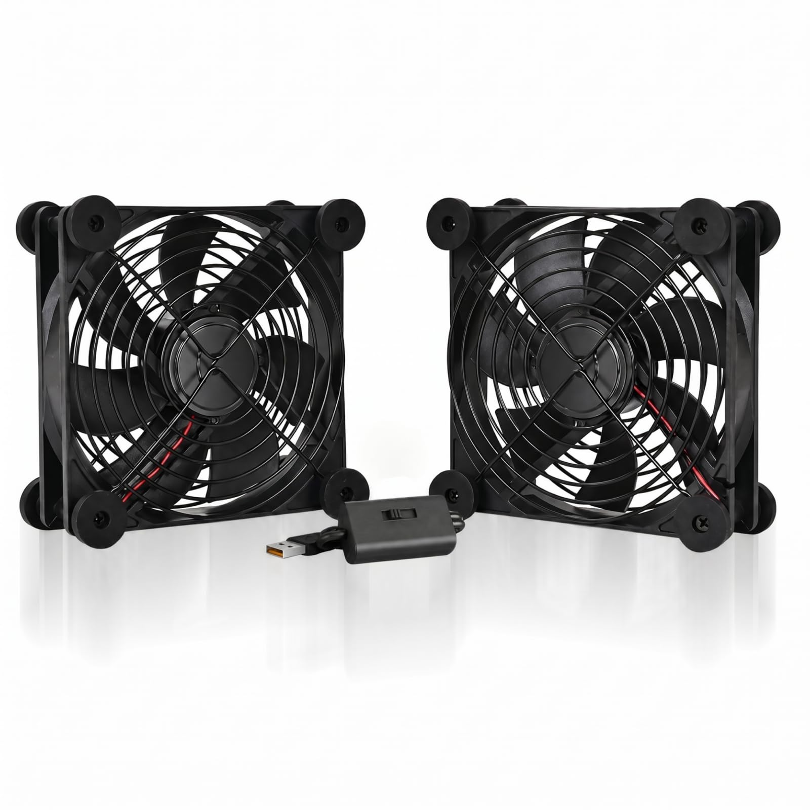 Mepham Ventilador USB, ventilador para PC de 130 mm, ventilador silencioso con 3 velocidades ajustables, doble refrigeración de 5 V para ordenador, PS4, router yarmario.