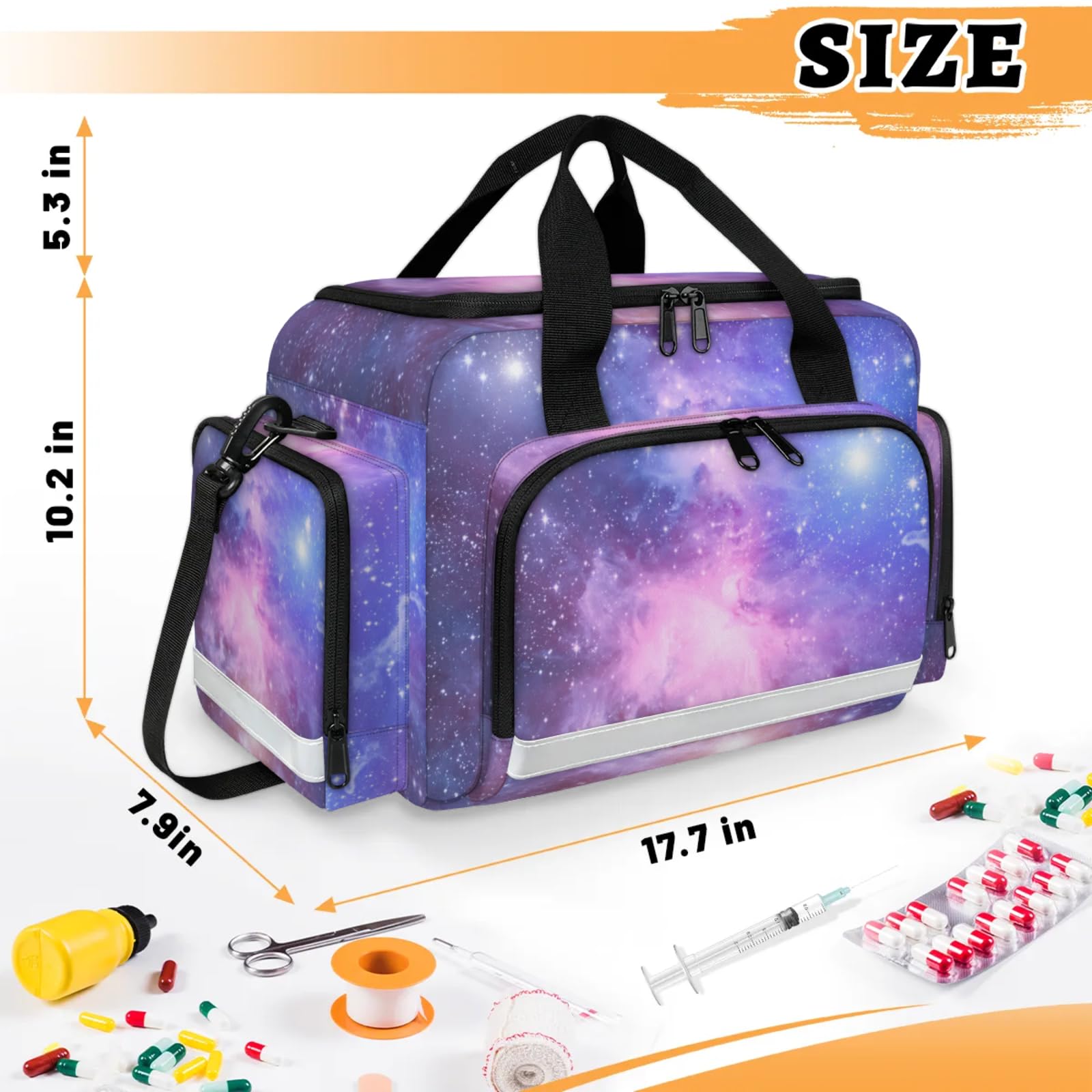 GzLeyigou First Aid Bags Empty, Colorful Sky Emergency Bag First Aid Kit Multiple Compartment Kit Carrier On Call Trauma Bag For Paramedics Emergency Medical Supplies Kit