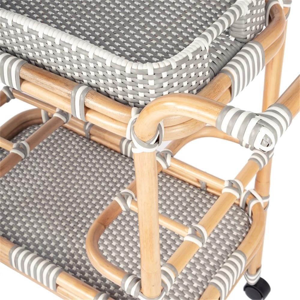 Butler Selena Grey & White Rattan Bar Cart