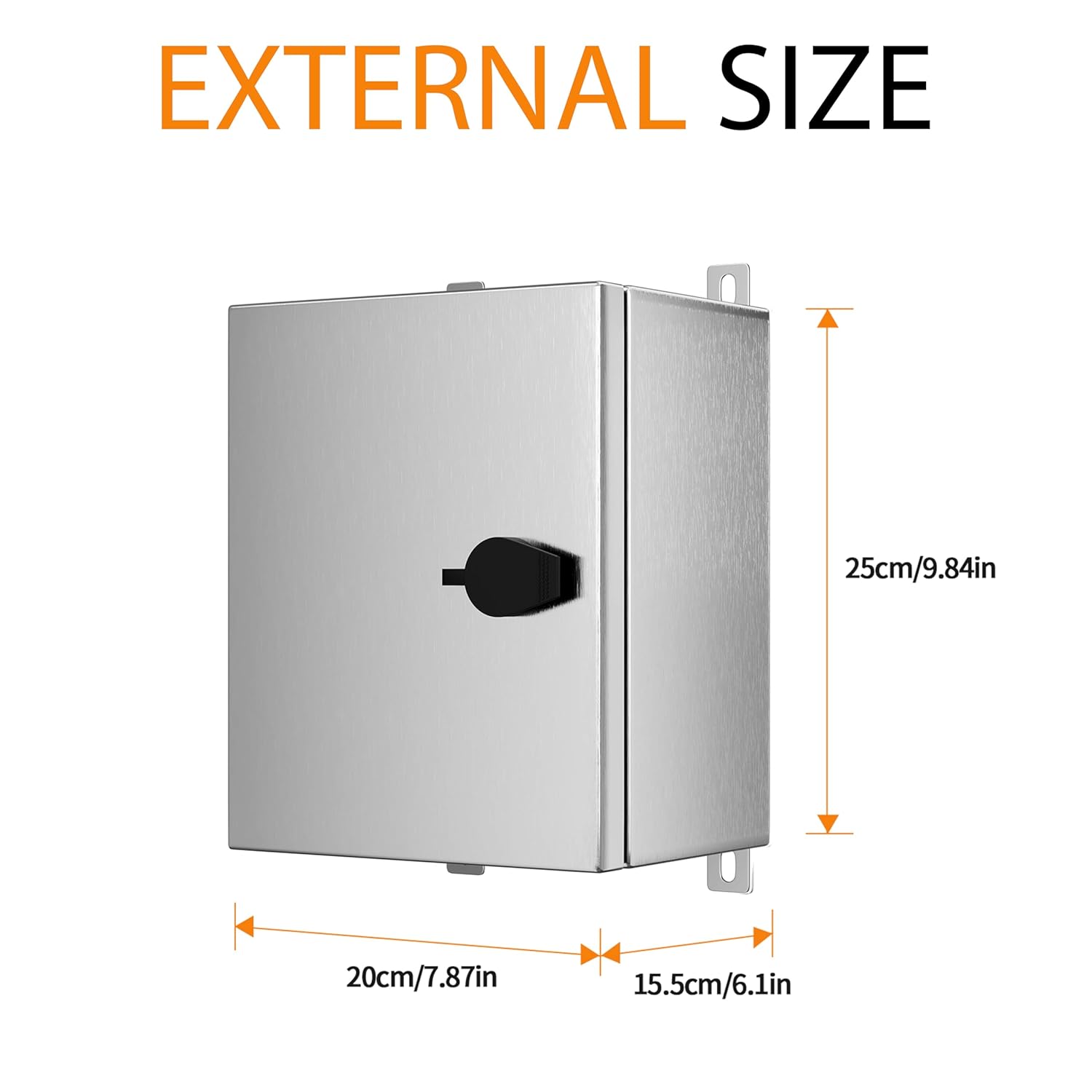 Stainless Steel Enclosure, IP65 Waterproof Electrical Box for Indoor and Outdoor Projects, Includes Mounting Plate and Wall Bracket 250×200×150mm (10"×8"×6")