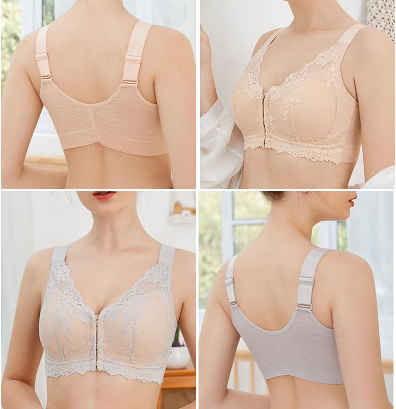 Magnetic Front Closure Post Surgery Mastectomy Bra with Breast Prosthesis Pads Pockets Age rt Wireless Bralette