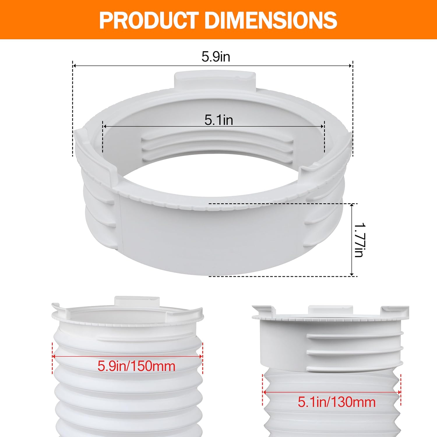 1 Pack Portable AC Exhaust Hose Coupler, 5.9" Universal Connector for 5.1" & 5.9" Round AC Exhaust Hoses