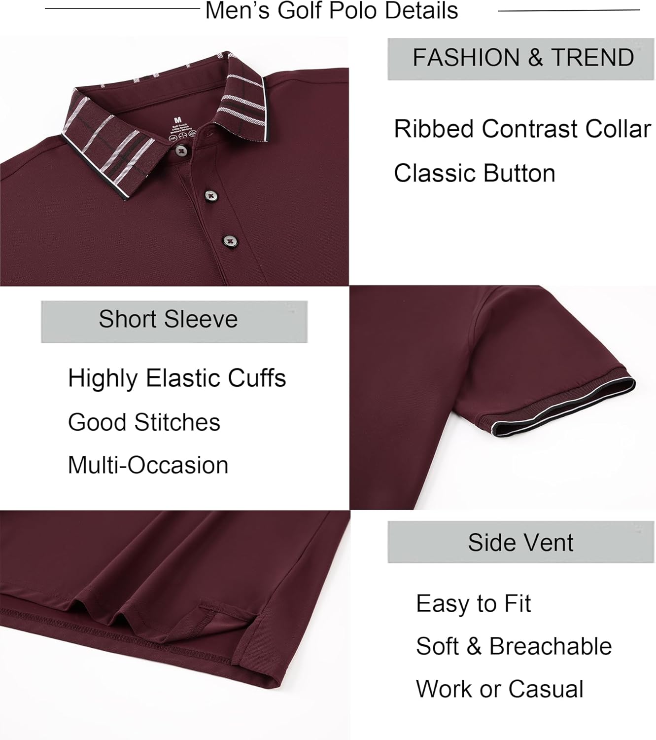 Alex Vando Mens Golf Shirts Moisture Wicking Quick-Dry Short Sleeve Fashion Designed Polo Shirts for Men - Image 7