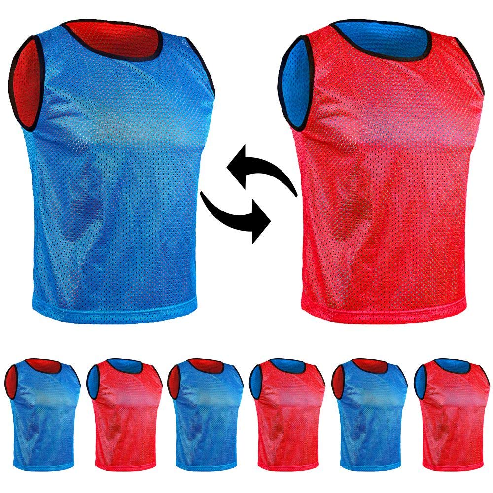 SPORTSBIBS 6x Football Bibs, Double-Sided (2 Colours) Marker T-Shirts - Set of 6 pieces/Pack of 6 - Mesh Jersey, Reversible Bib for Kids and Adults, Training Marking Shirt Trikots for Men Women