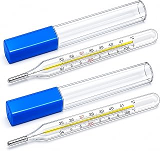Mercury Thermometer Pack of 2 | Clinical Glass Fever Thermometer with Dual Scale °C & °F | Accurate Body Temperature Meter for Adults & Kids